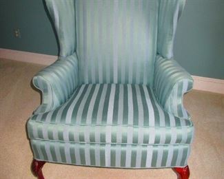 Winged Back Chair Wearing Plaid Textile $235