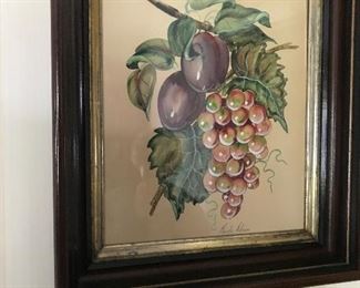 Antique framed watercolor
