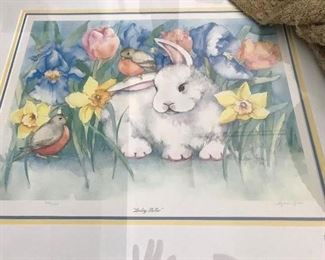 One of a pair of nursery prints.  Rabbit and duck.