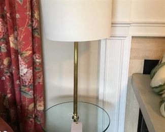 Brass and glass table floor lamp