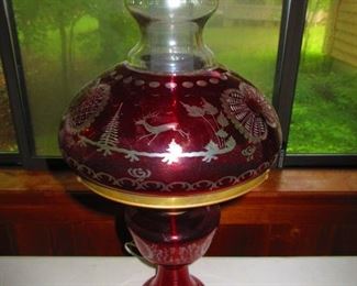 Ruby Etched to Clear Lamp $225