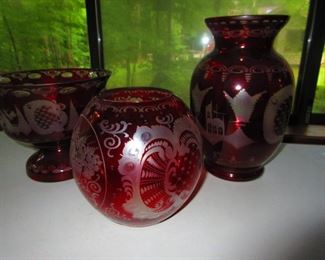 Ruby Etched to Clear $20-$55 each