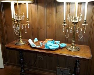 Stiffel  lamps, 3 matching.   Trestle table 