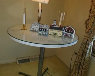 vintage side table, mid century chrome base, 