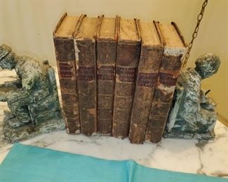 Set or 6 leather bound books, 1822, History of Modern Europe , parastone, Holland Book Ends 