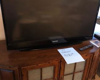 Samsung TV, and low profile TV stand
