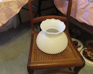 Milk Glass Shade - Antique Cane Chair