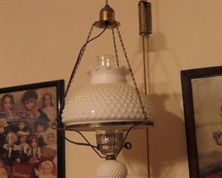 Milk Glass Hanging Lamp