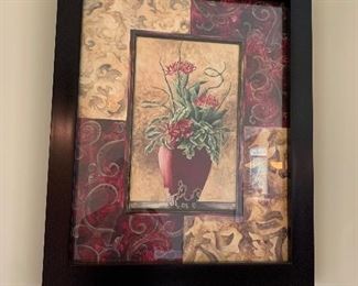 35. Left of fireplace potted plant art $10