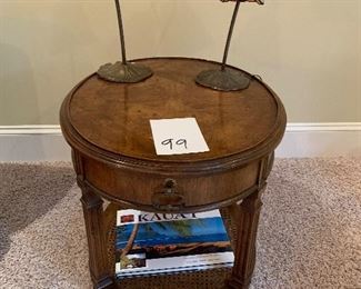 99. End Table with two brass lamps $95
