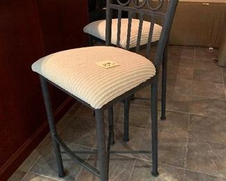 103. Pair Barstools metal and upholstery $70.                    18" x 17" x 42" tall 