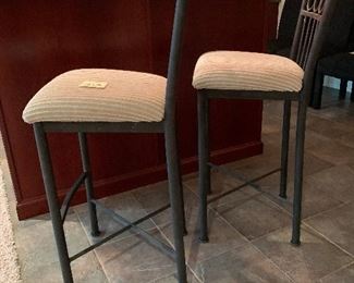 103. Pair Barstools metal and upholstery $70                   18" x 17" x 42" tall 