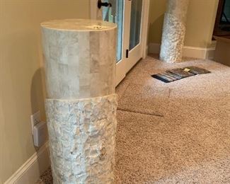 114. One of Two travertine pedestals (only one) $95.  13" diameter x 33" tall 
