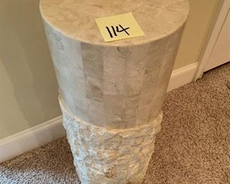 114. One of Two travertine pedestals (only one) $95          13" diameter x 33" tall 