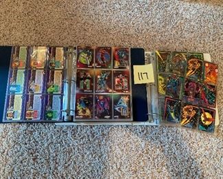 117. Marvel Superhero cards from the 1990s 2 binders probably 150 cards $35