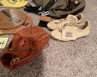 124. Sports lot smashball paddles, glove, more with Wilson luxury duffle bag $25