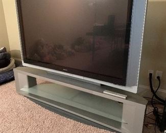 136. Sony KDF60XBR950 60" flatscreen projection TV with large tv stand $150  WORKS GREAT, comes with original remote 