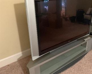 136. Sony KDF60XBR950 60" flatscreen projection TV with large tv stand $150  WORKS GREAT, comes with original remote 