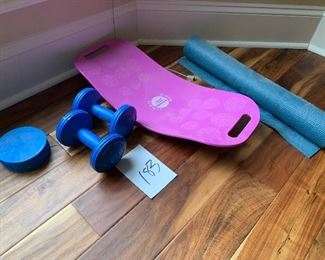 183. Yoga mat and weights $15