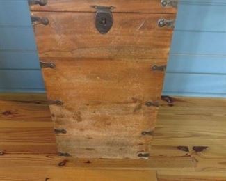 Wooden lidded box table - imported 15"x15"x27" tall