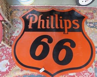 1948 Phillips 66 2 Sided Shield Porcelain Sign
