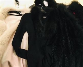leather, suede, and knit with fur and feather jackets, capes and vests