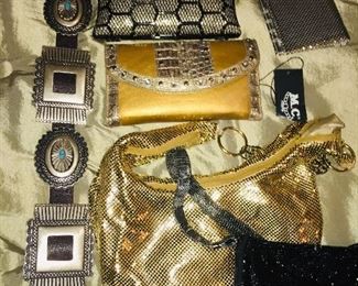 concho belt and Whiting &  Davis plus other designer evening bags