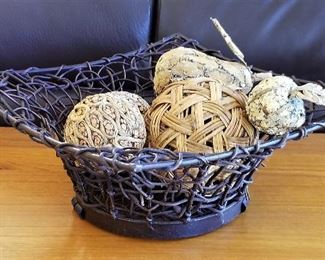 Metal basket - $28.50    The decorative balls are sold.