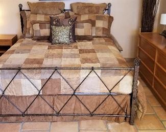 Croscill Queen reversible comforter plus skirt plus 4 pillows and 2 shams $185.00   Queen bed and mid-century modern dresser for sale. Please see other photos.