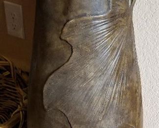 Large unique leaf urn. Very heavy - $75.00