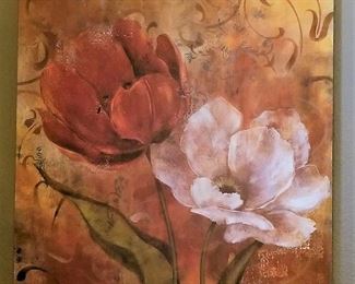 Floral canvas art - $75.00