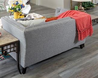 NEW Modern gray loveseat sofa - $285.00  showing back of sofa