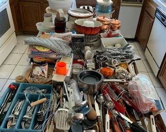 Kitchen Utensils, Crock Pot, Vintage Juicer etc