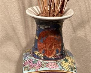 One of two matching vases