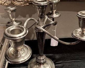 One of two sterling candelabras 