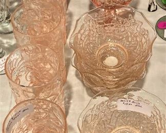 Pale pink glasses and bowls