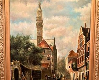 Old European scene framed art