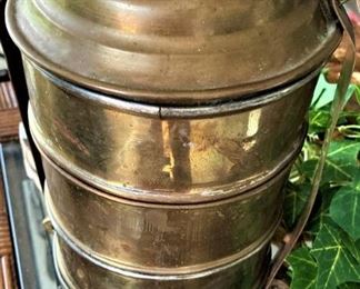 Vintage brass 3-sectioned lunch pail