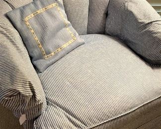 Thin blue and white striped fabric