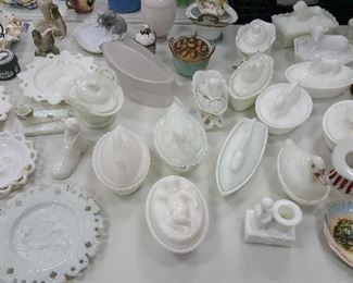 Milk Glass figural covered dishes
