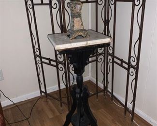 Small Pedestal Table with Marble Top 