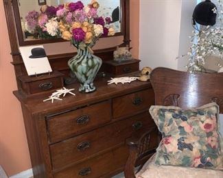 Antique Dresser with Hinged Mirror