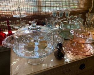Clear Glass Cake Stand with Cover and More!
