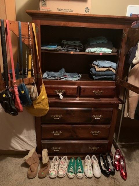 Women's/girls clothing, shoes, handbags.  Dresser.