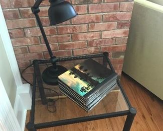 Iron glass side table and task lamp