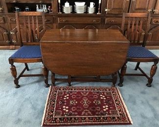 Drop leaf barley twist table w/2 chairs