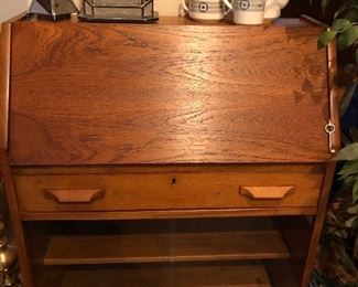 Antique drop front desk W/ glass enclosed book or showcase