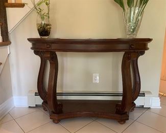 Wood console table 49 5/8 W x 34 H x 18 1/2 D Dark Walnut 