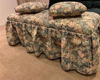 Custom made upholstered bench w/matching pillows   
 46 W x 21.5 D x 19 H