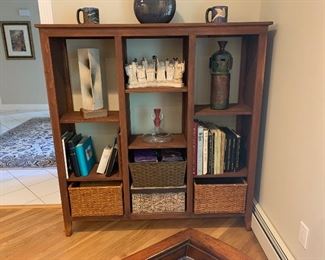 Wood display case or geometric bookcase                            
 55 W x 14 D x 57 H